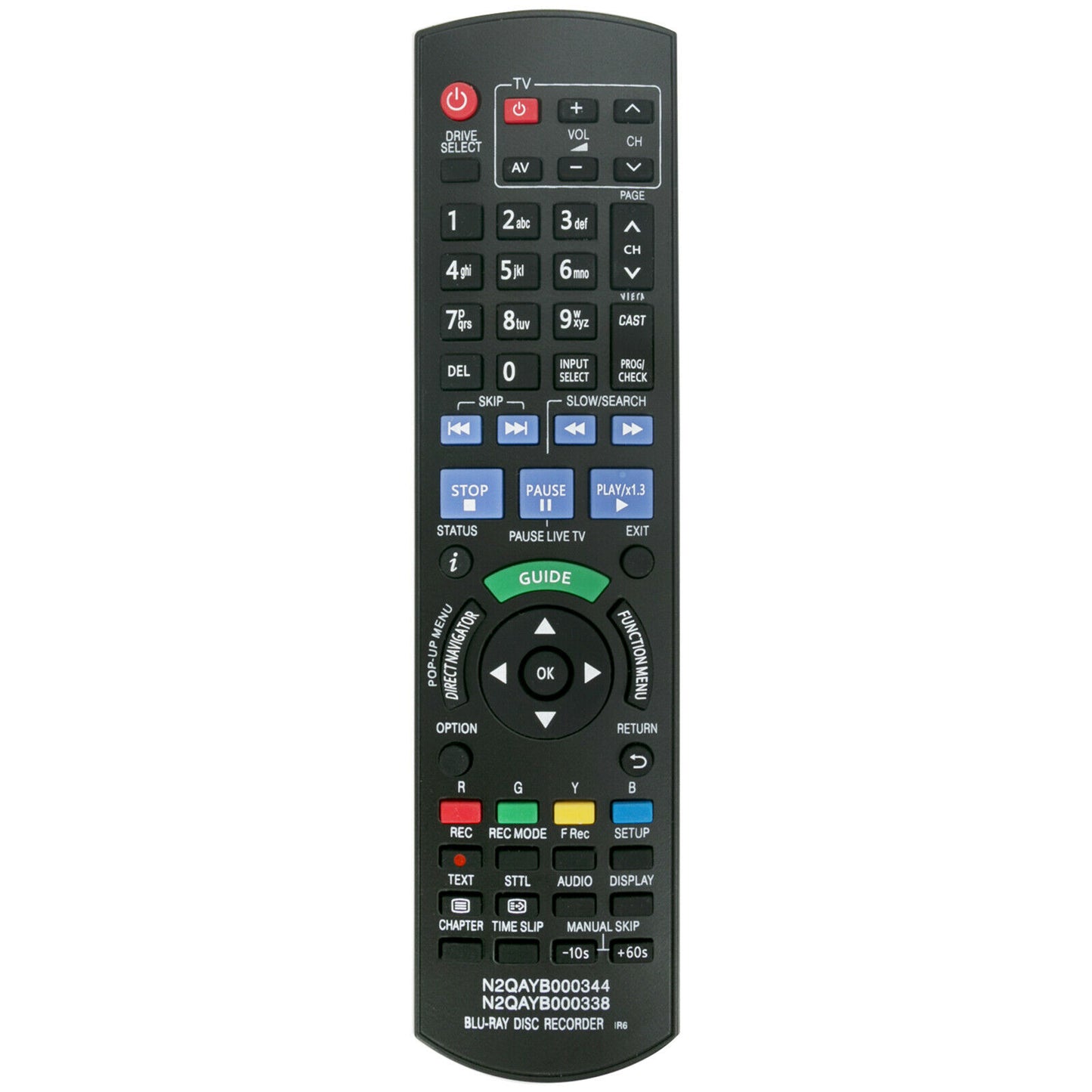 Replacement for Panasonic Remote N2QAYB000338 Substitute N2QAYB000344 - DMRXW350 DMRXW450